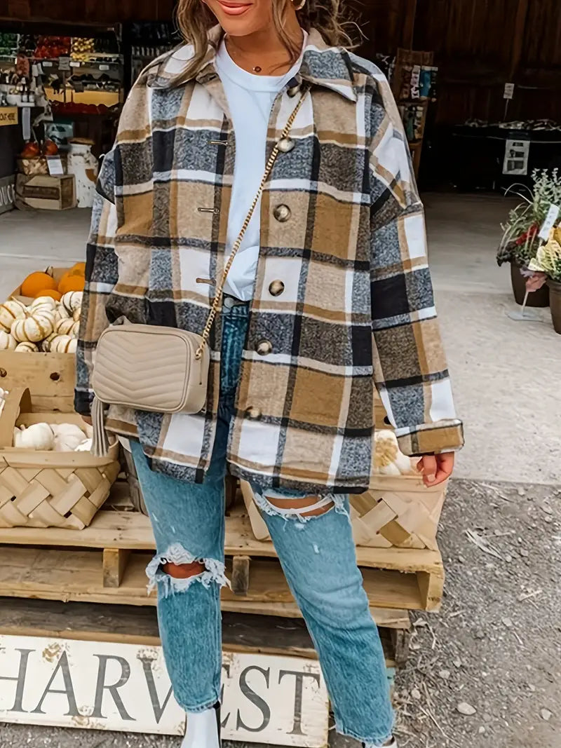 Fall Plaid Oversized Jacket