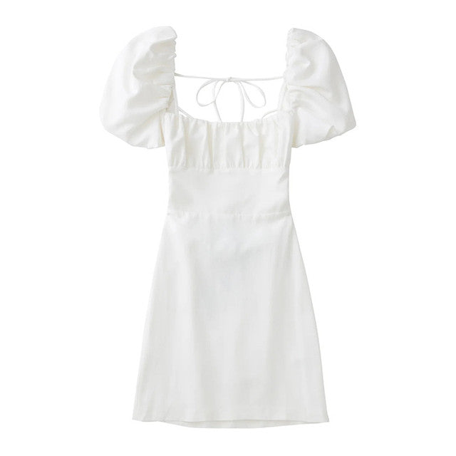 Lucille White Puff Dress