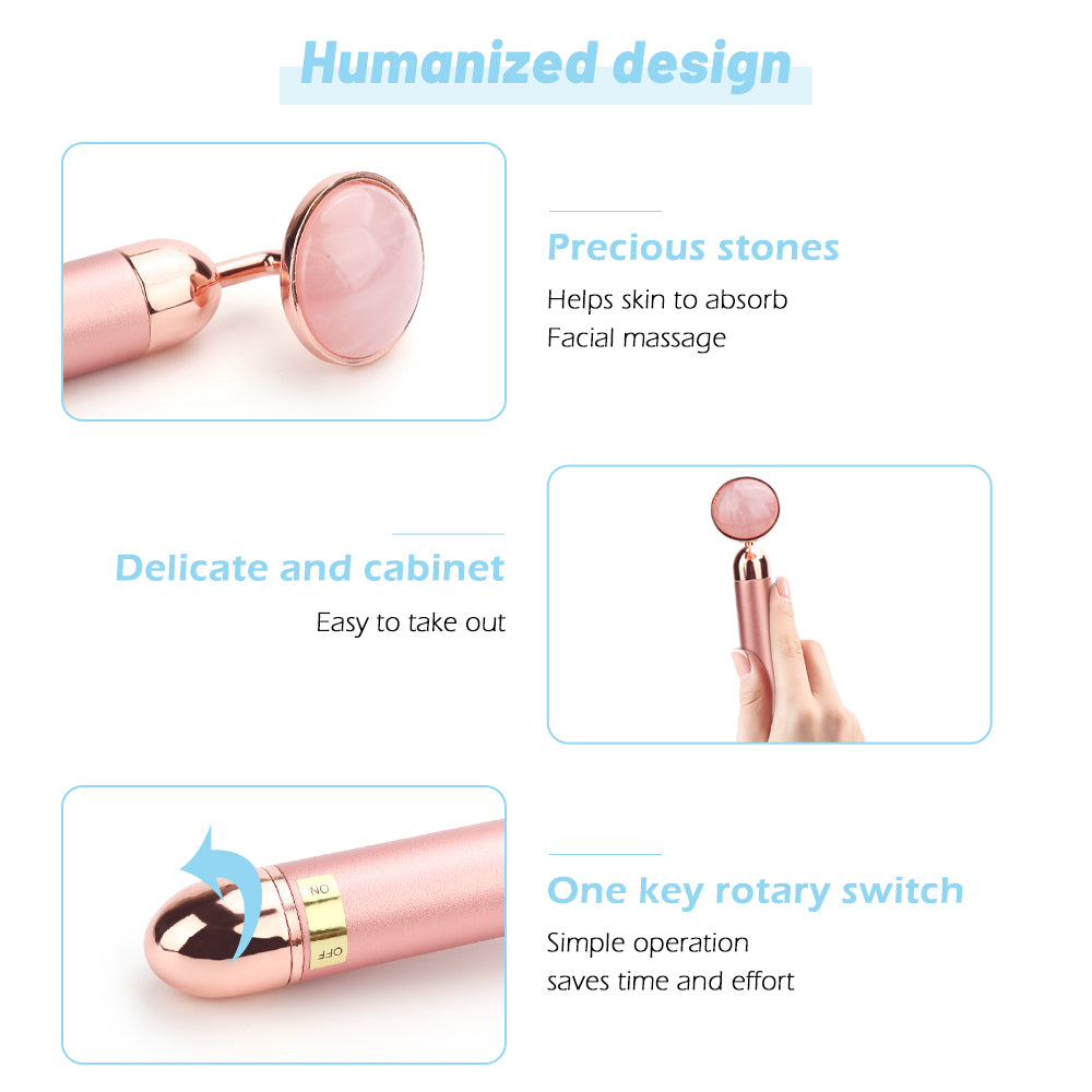 Vibrating Rose Quartz Facial Massager